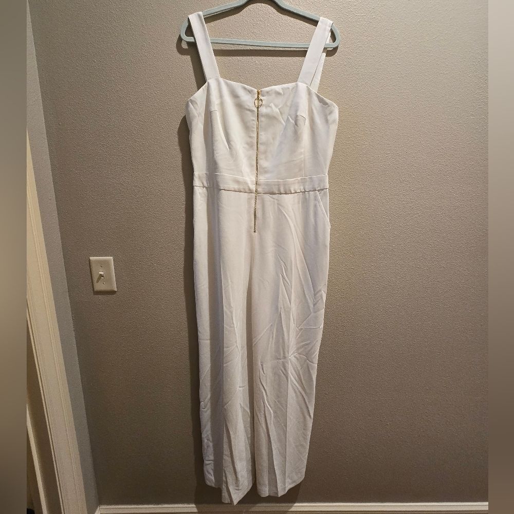 Trina Turk White Zipper Front Wide Leg Jumpsuit NWT Sz 14 - Picture 2 of 4